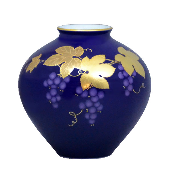 (ルリ金彩葡萄)花瓶