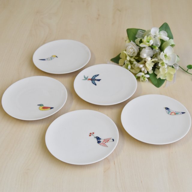 (花小鳥)小皿11.5cm 5枚セット 箱なし商品*特別限定商品*