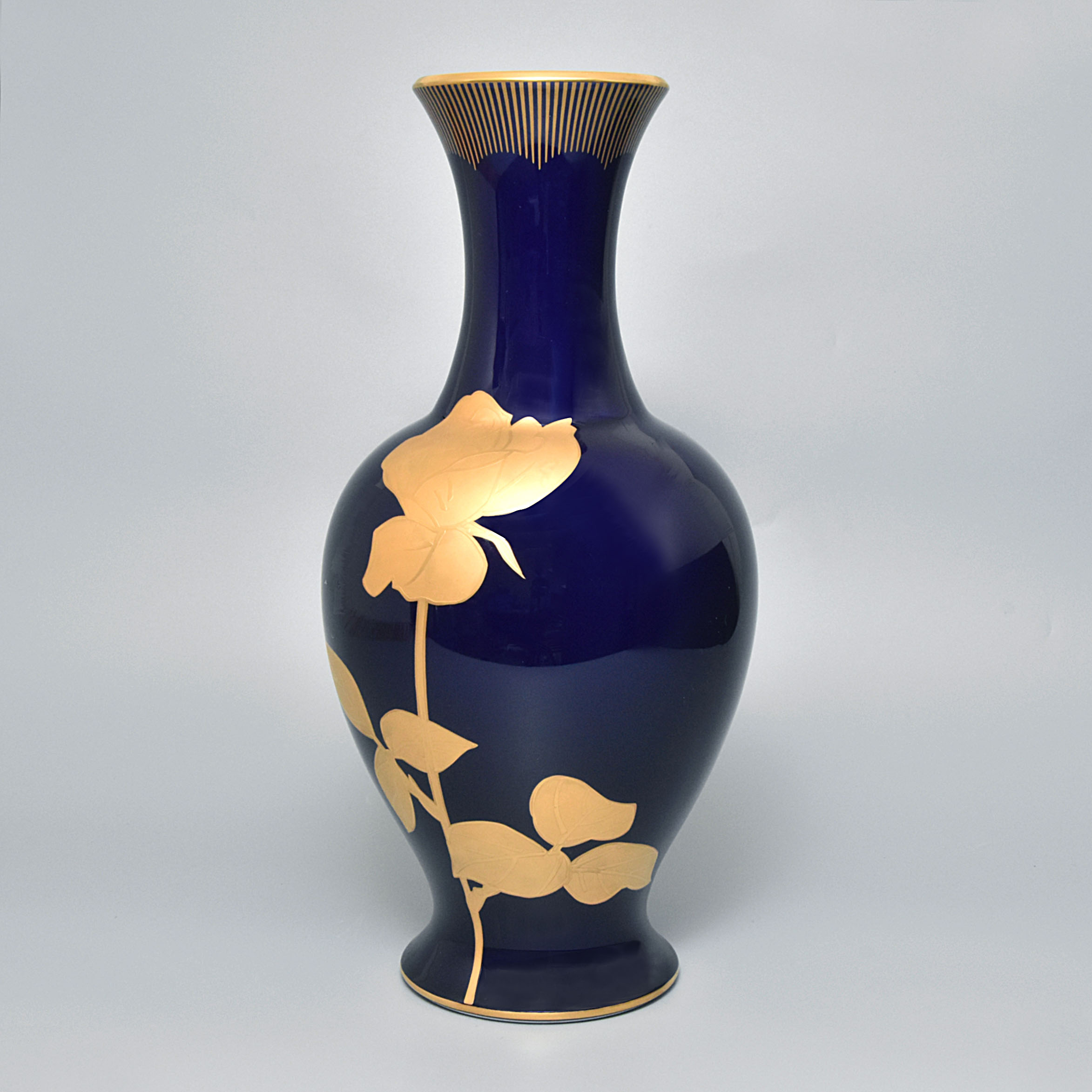 （瑠璃金彩薔薇）花瓶1