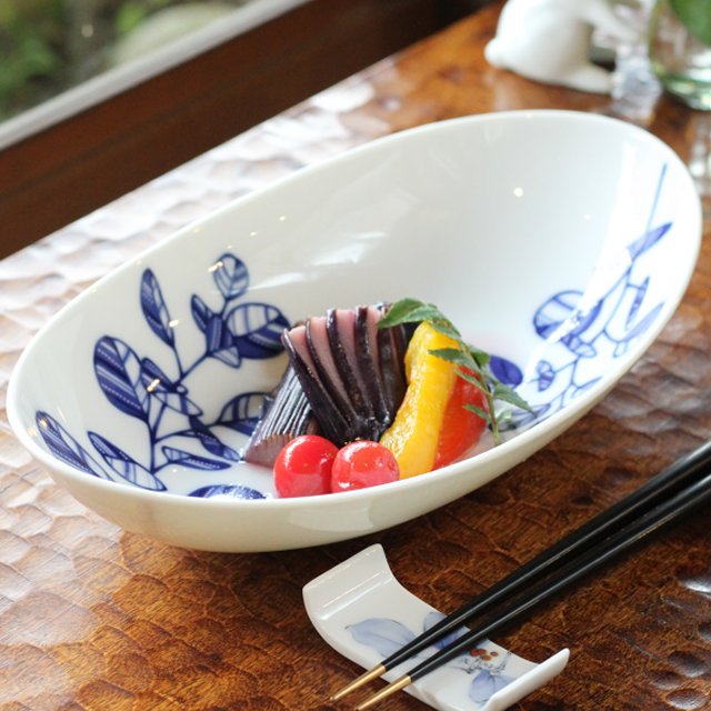 ユーカリ オーバルボール 長皿 トレー 有田焼の老舗 香蘭社