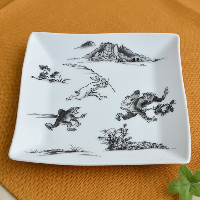 鳥獣戯画・猿追い）角皿（13.5cm)«小皿(〜13ｃｍ)|有田焼の老舗 香蘭社