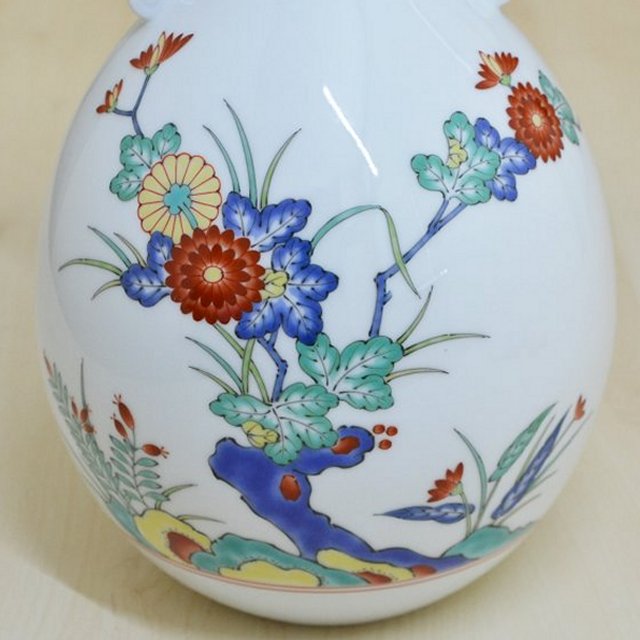 未使用　香蘭社 色絵岩菊 花瓶 694-NDK8 花瓶