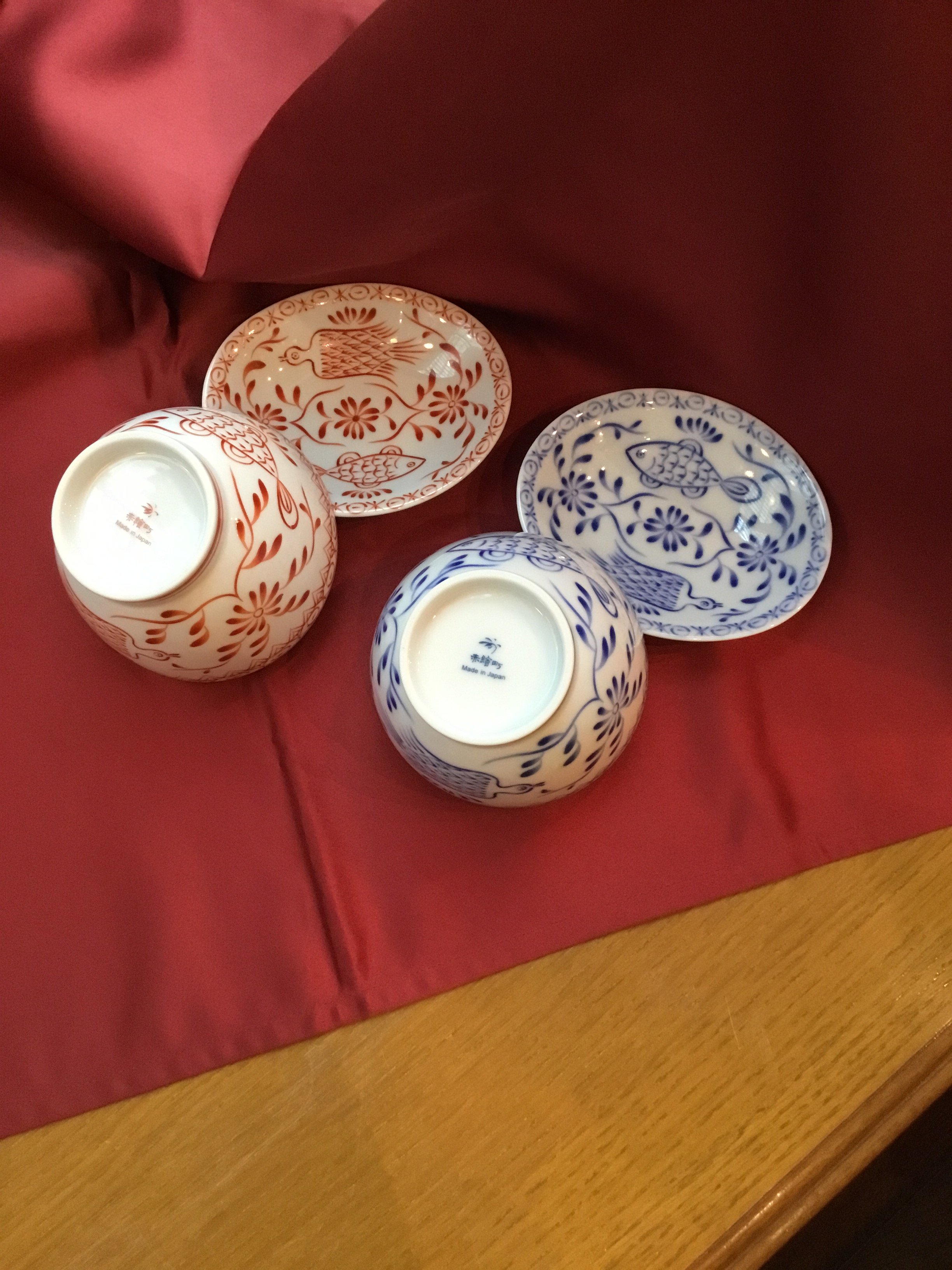 希少★★香蘭社　赤繪町工房　魚鳥紋　小皿5枚揃　新品未使用　廃盤品 希少香蘭社 赤繪町工房 魚鳥紋 小皿5枚揃 新品未使用 廃盤品