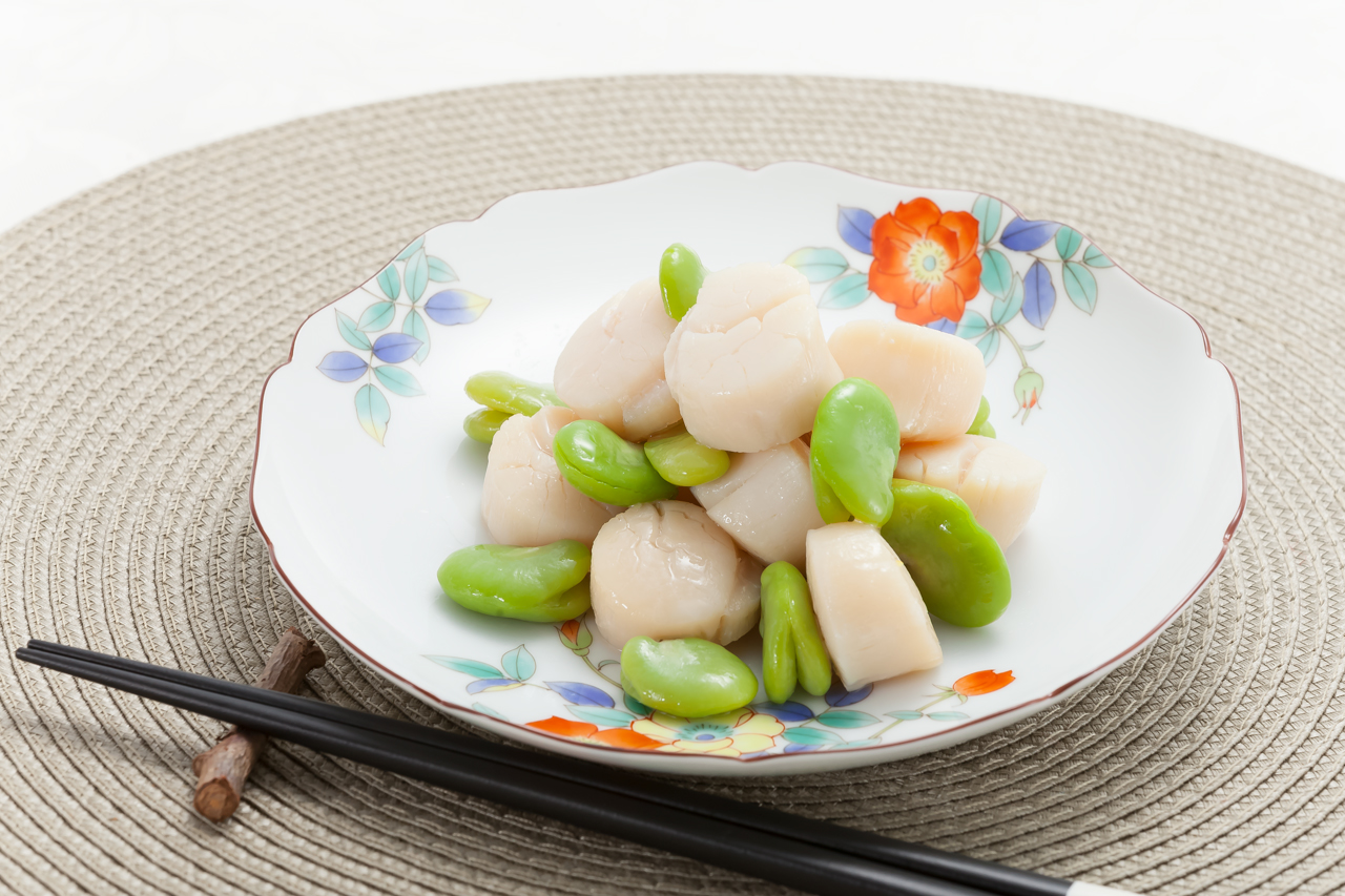 夏めく季節に旬のごちそう・・・ソラマメとホタテのサラダ